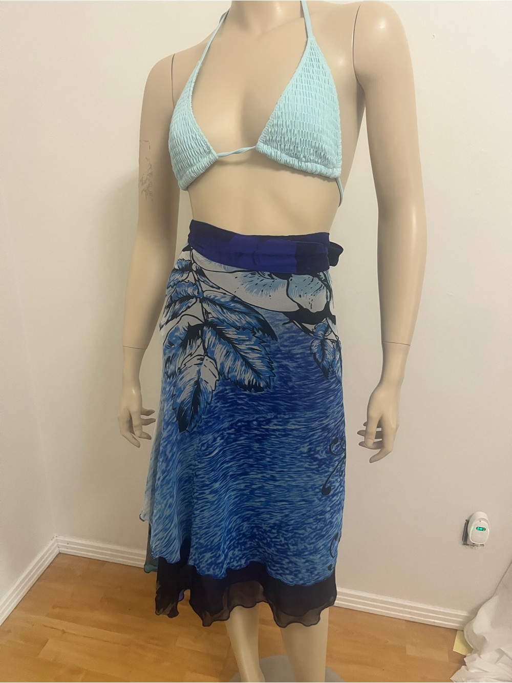 Iris Impressions Blue Floral Sarong Wrap